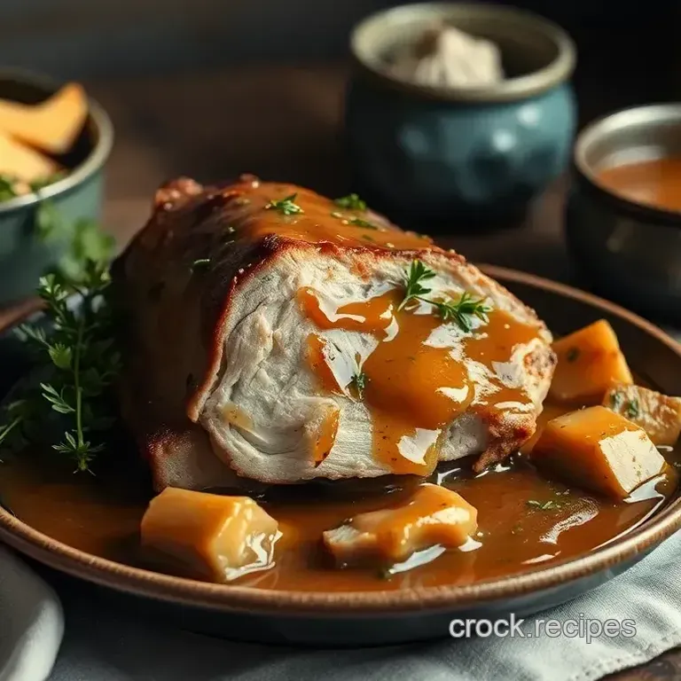 Succulent Roast Pork with Garlic & Herb Cider Gravy