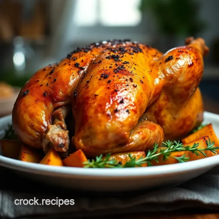 Roasted Black Sexlink Chicken with Herb Garlic Butter presentation