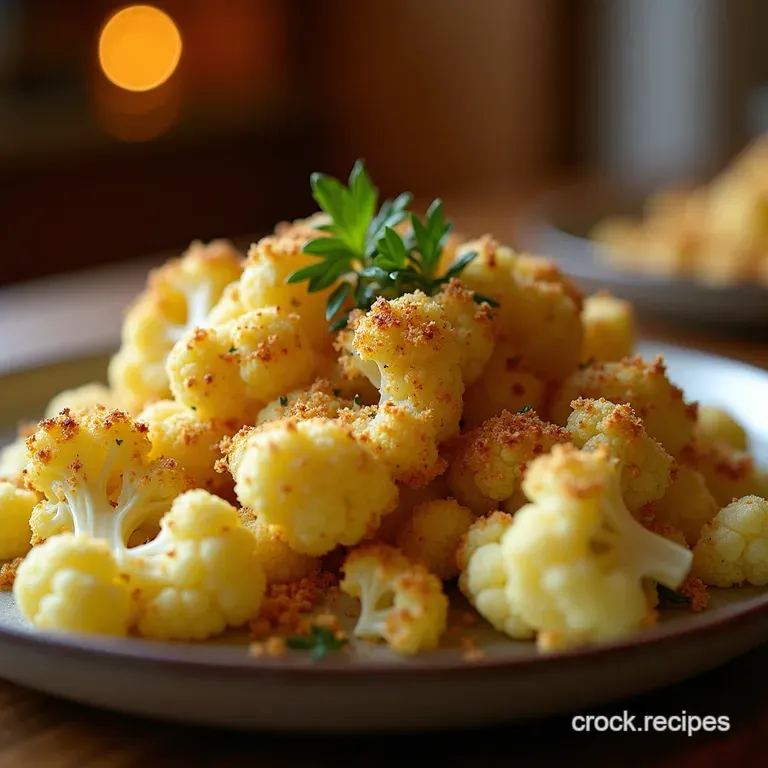 Cauliflower Confit Rich Roasted Butter Cauliflower with Herby Crumble presentation