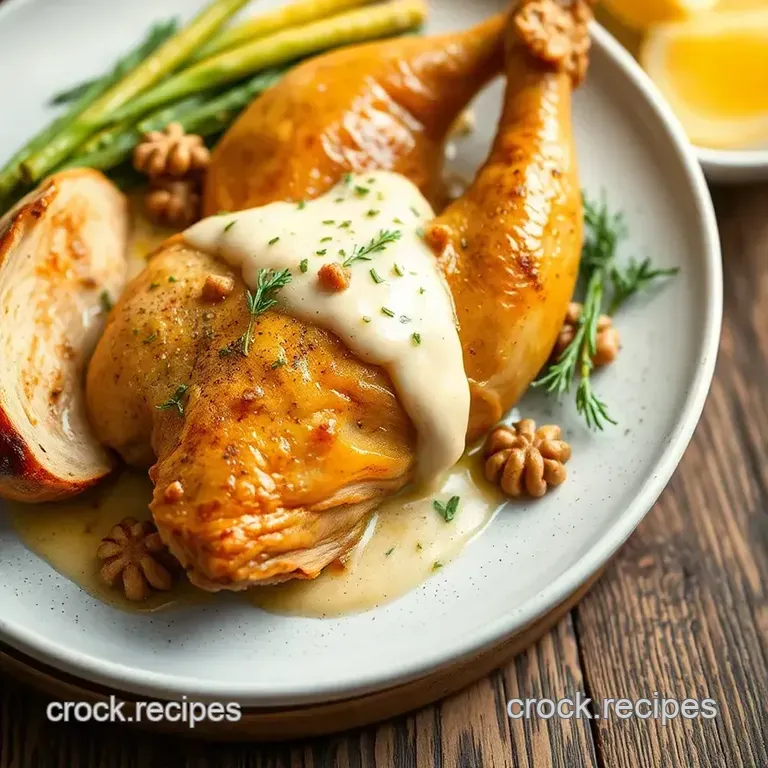 Roast Chicken with Creamy Walnut Sauce presentation