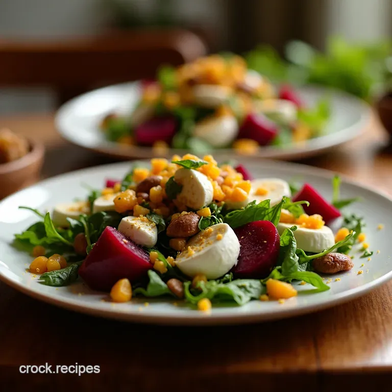 Roasted Organic Beetroot and Goat Cheese Salad presentation