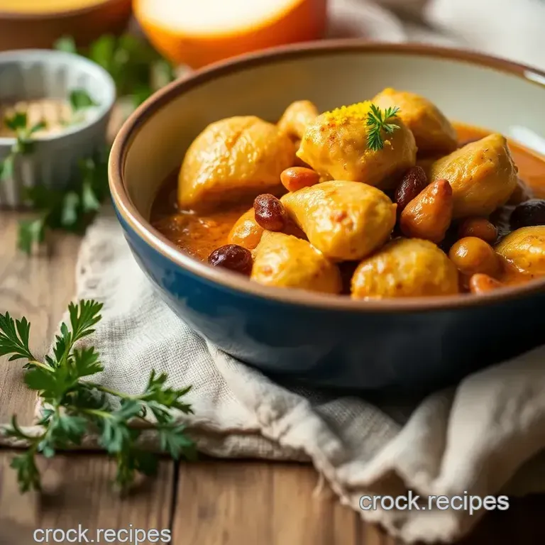 Simmered Chicken with Saffron & Raisins presentation