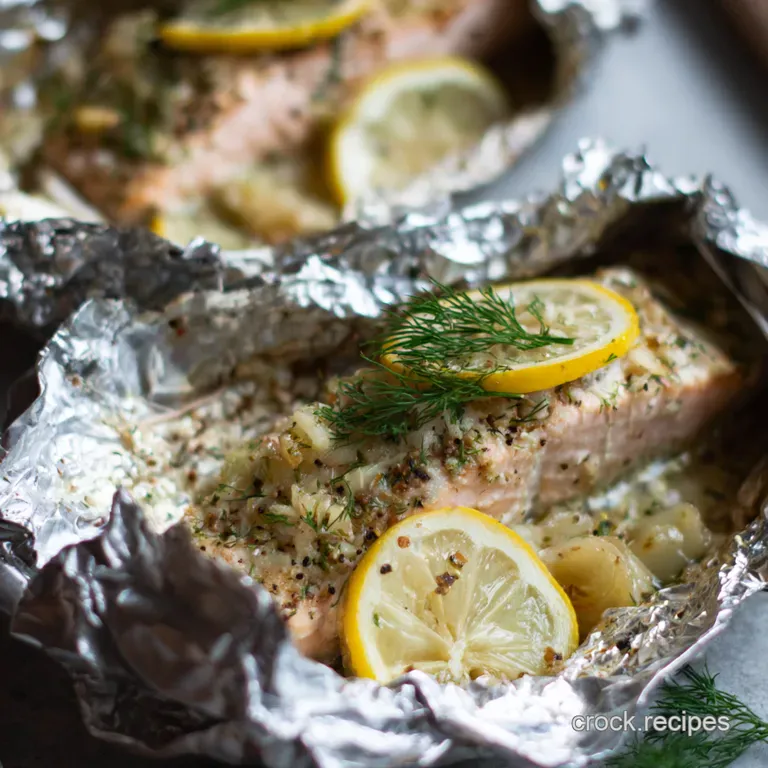 Salmon Packets with Lemon Dill and Asparagus presentation