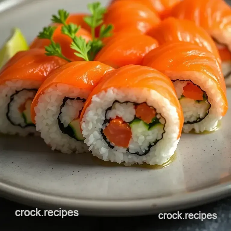 Salmon-Top Sushi Rolls: A Taste of the Ocean! presentation