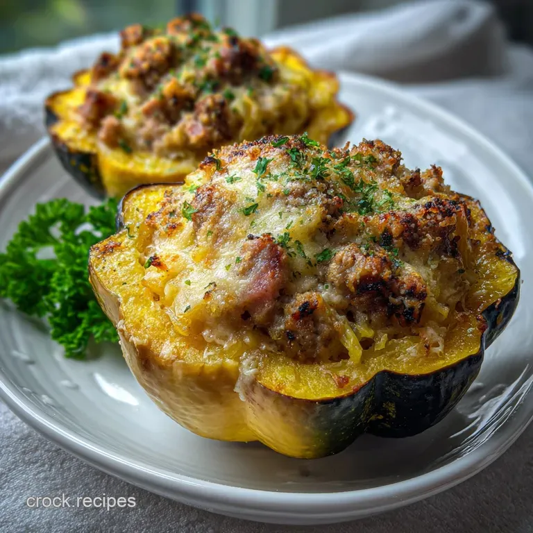 Stuffed Acorn Squash with Sausage And: a Savory Meal presentation