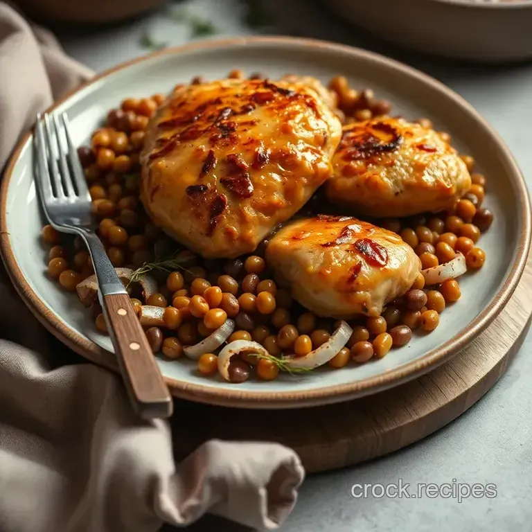 Savory Sautéed Chicken Thighs with Flavorful Spiced Lentils presentation