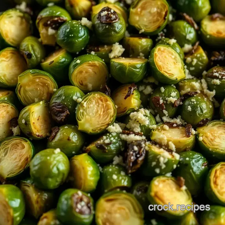 Savory Baked Brussels Sprouts with Parmesan and Garlic presentation