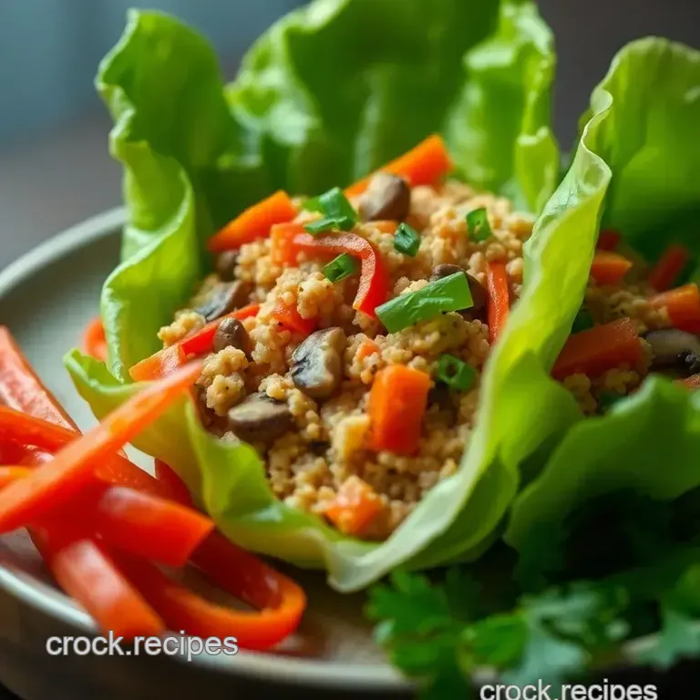 Savory Vegetarian Lettuce Wraps with Hoisin Soy Drizzle presentation