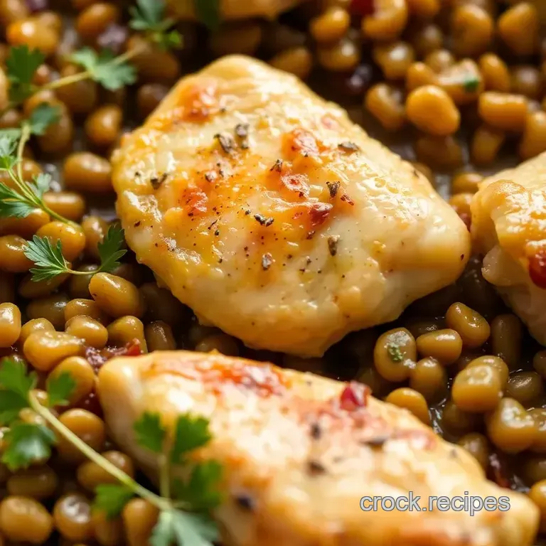 Schmaltzy Lentils with Chicken Olives &amp Lemon presentation