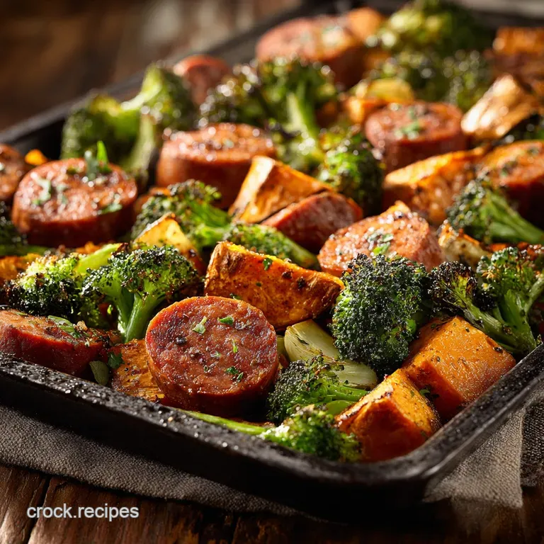 sheet pan sweet potato sausage broccoli roasted sw: The Midweek Masterpiece