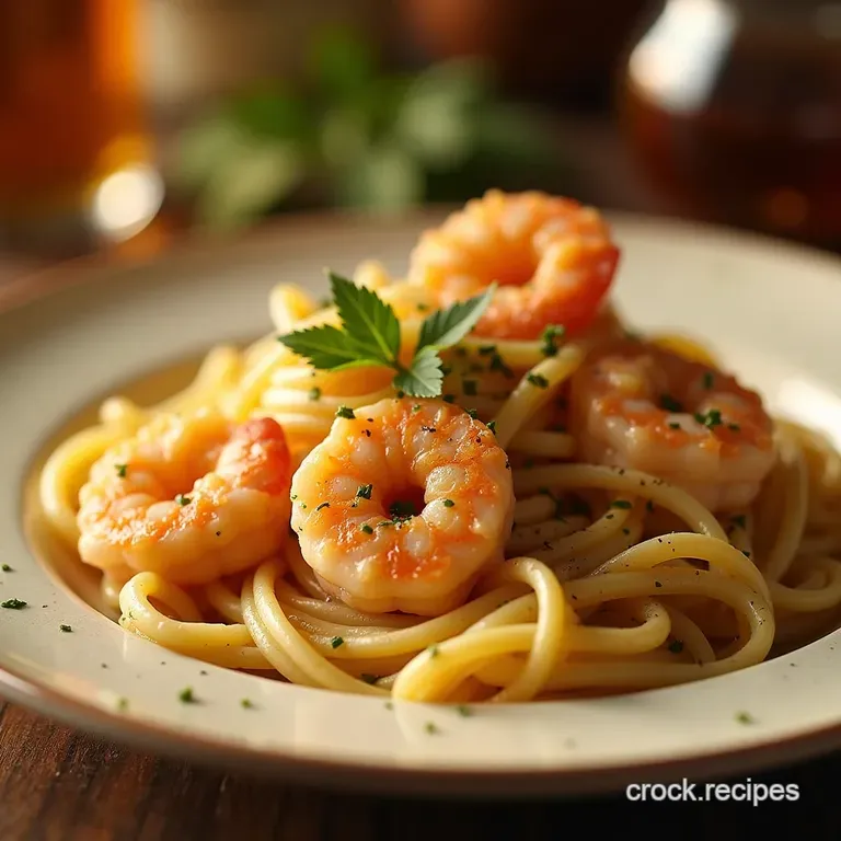 20Minute Mediterranean Magic Creamy LemonGarlic Shrimp Linguine presentation