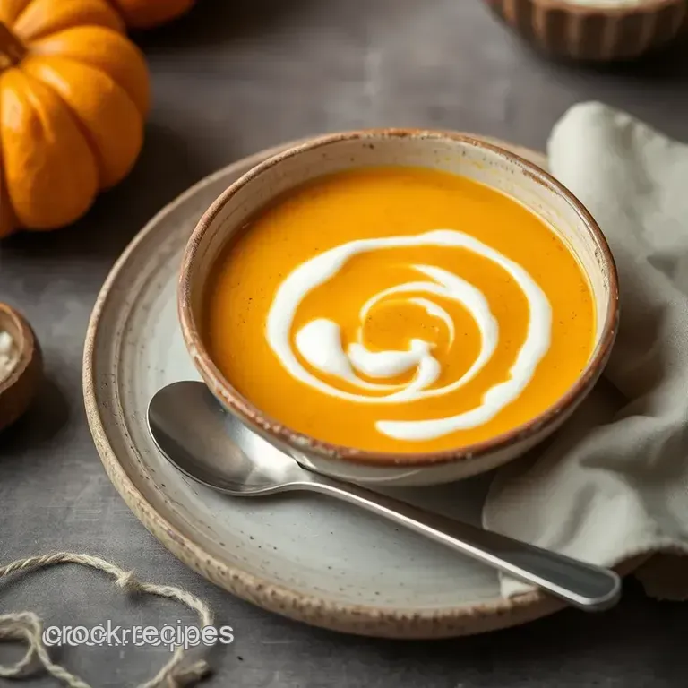 Sautéed Pumpkin Soup with Creamy Coconut presentation