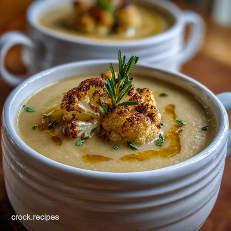 Cauliflower Soup: Silky Smooth Roasted Garlic Recipe presentation