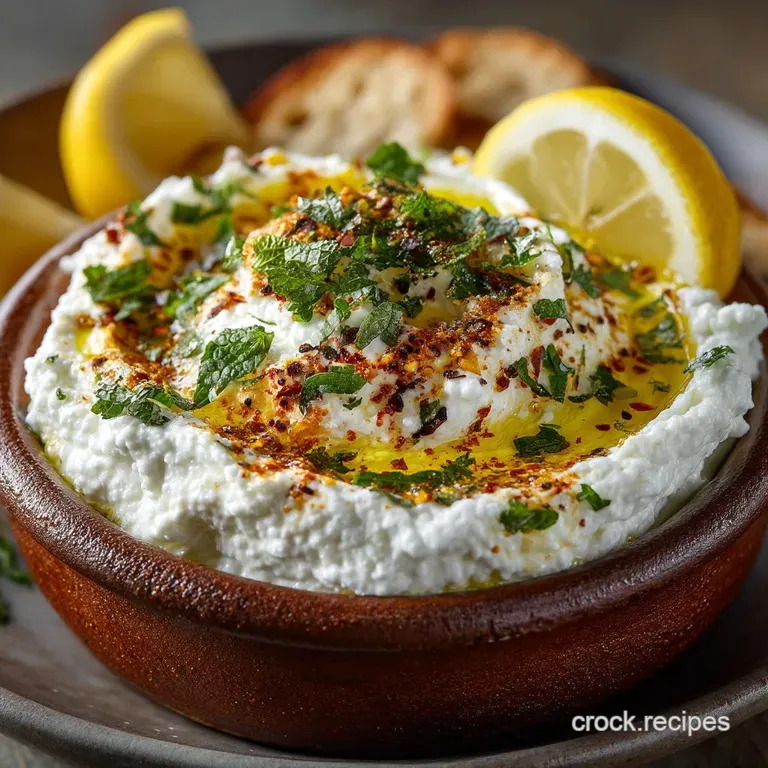 The Cr&egrave;me De La Cr&egrave;me Silky Whipped Ricotta Dip with Lemon and Olive Oil presentation