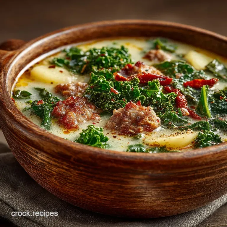 Chefs Hearty Zuppa Toscana Silky Tuscan Sausage and Kale Soup presentation