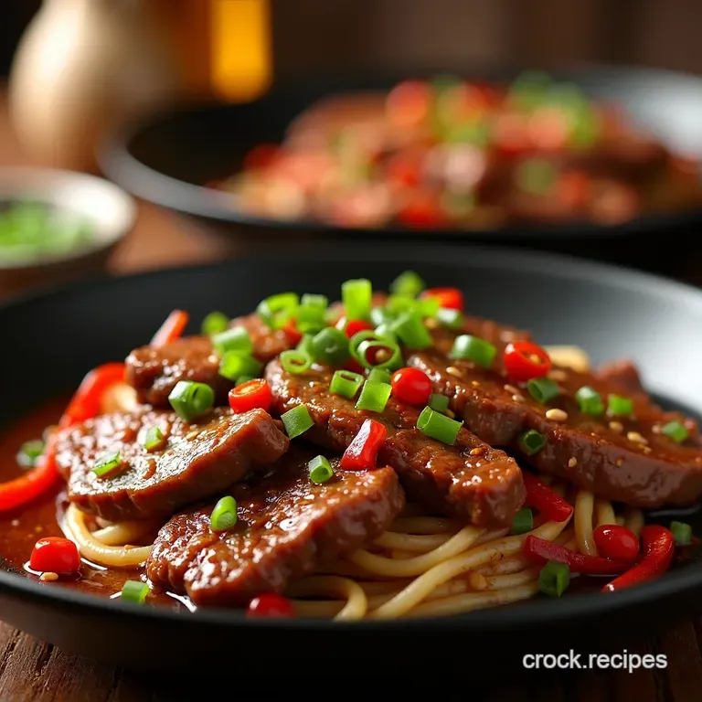 Sizzling Chinese Pepper Steak with Onions presentation