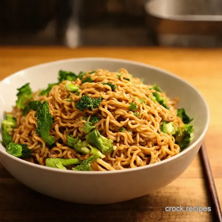 Slawsome Asian Ramen Noodle Salad with Zingy Peanut Dressing presentation