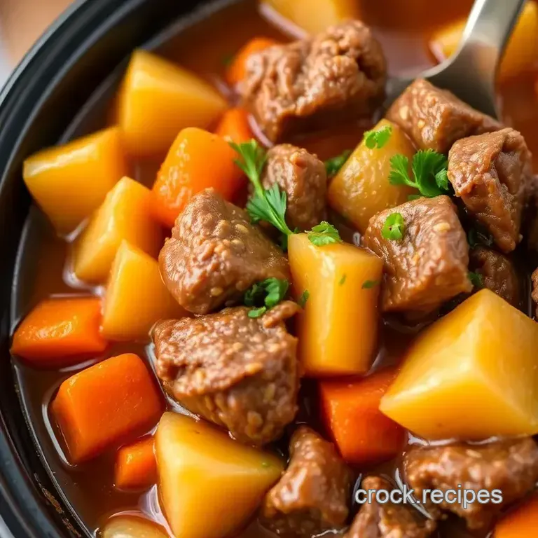 Slow-Cooked Beef Stew in a Crock Pot with Locking Lid presentation