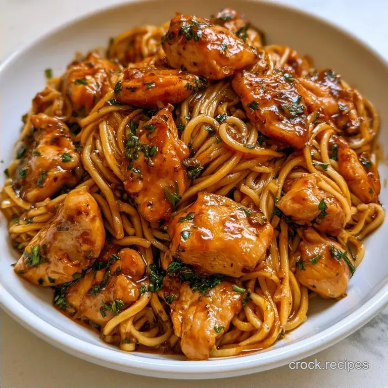 Slow Cooker Asian Chicken Noodles with Honey Garlic