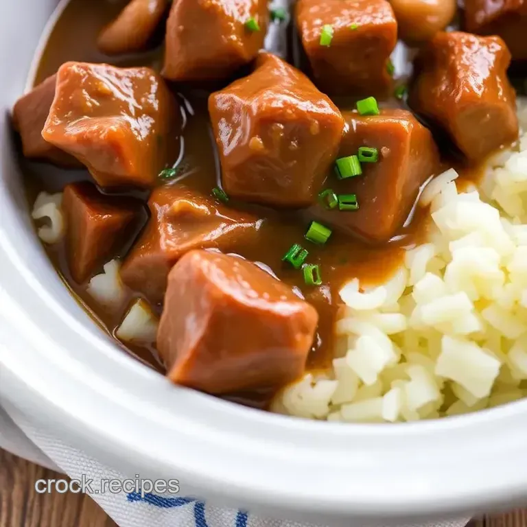 Crock Pot Beef Tips and Gravy presentation
