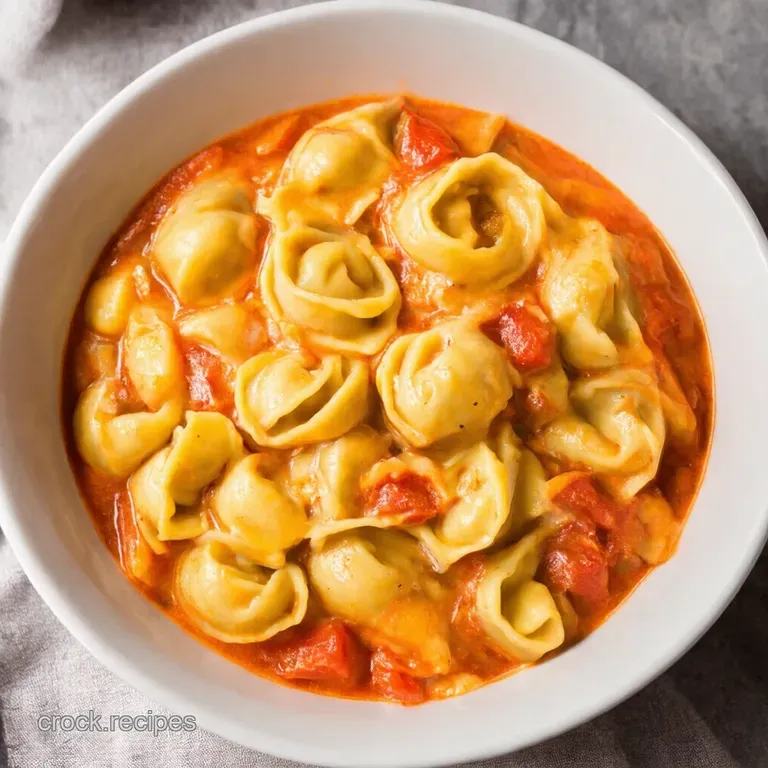 Slow Cooker Cheesy Tomato Tortellini