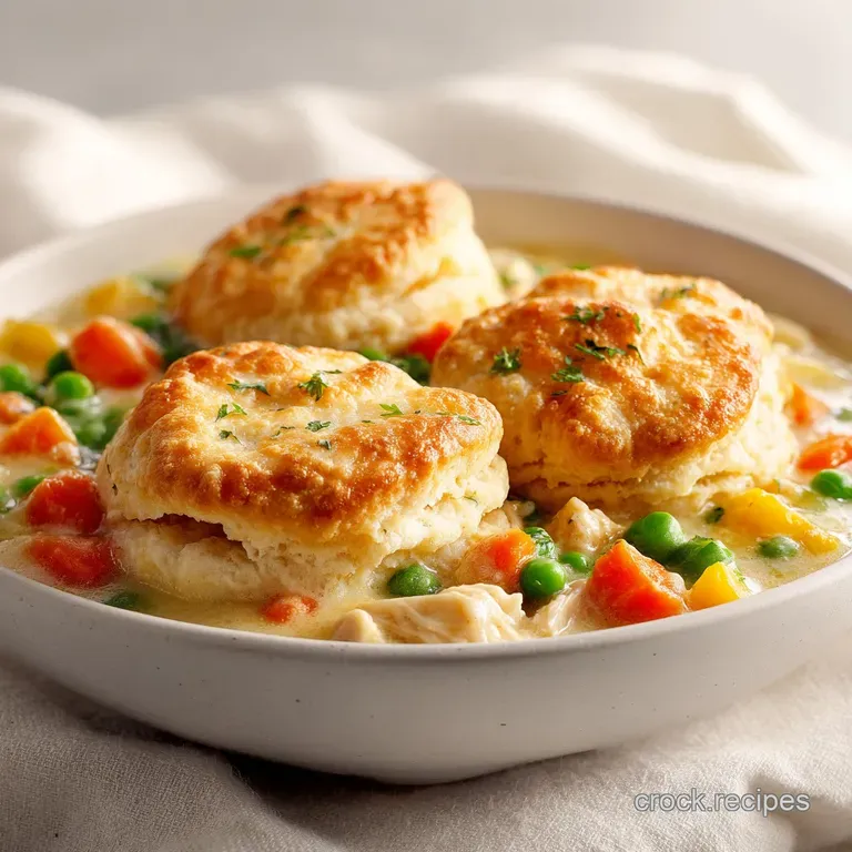 Slow Cooker Chicken Pot Pie: Fluffy Biscuits