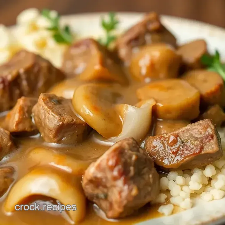 Crock Pot Cubed Steak with Mushroom Gravy