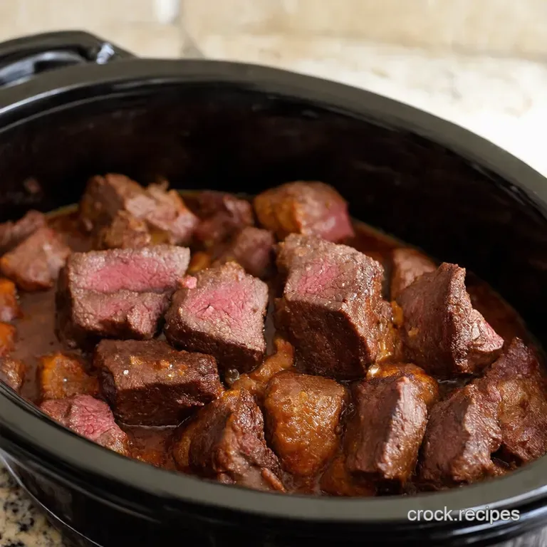 Slow Cooker Garlic Butter Beef Bites Baby Potatoes presentation