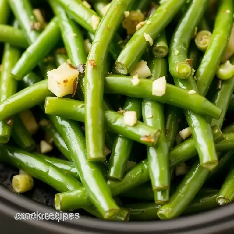 Slow Cooker Green Beans with Garlic Bliss presentation