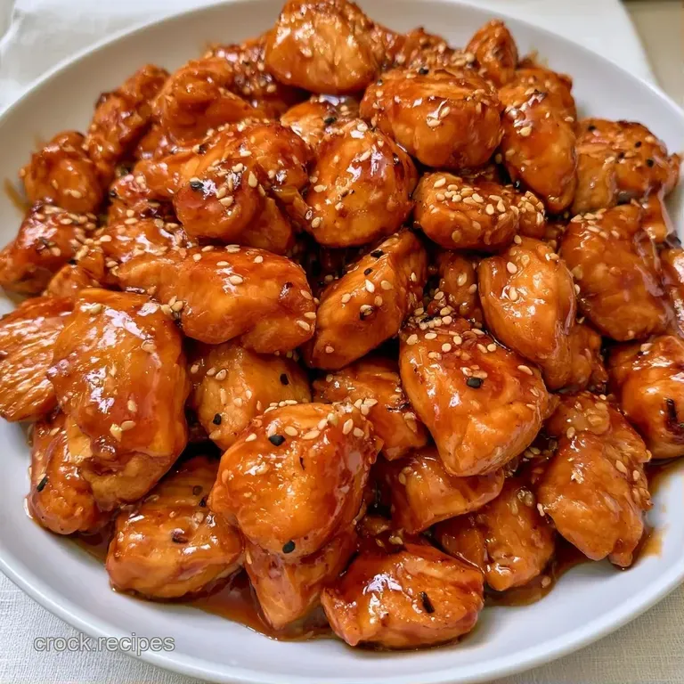 Tender chicken glazed in amber sauce served over fluffy white rice with bright green steamed broccoli florets.