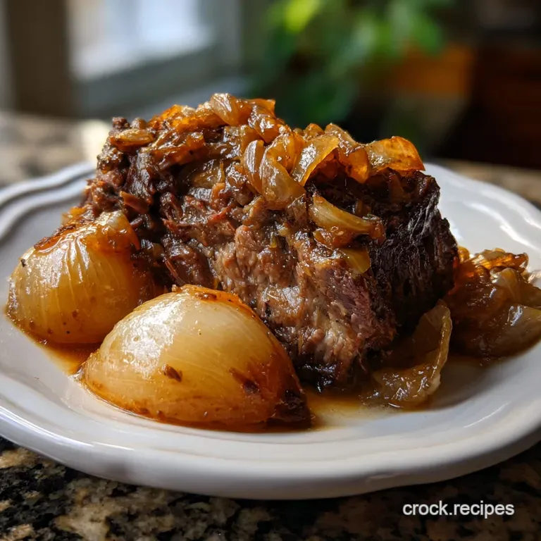 Fork-tender beef with a rich jus, served alongside buttery mashed potatoes and a garnish of fresh parsley.