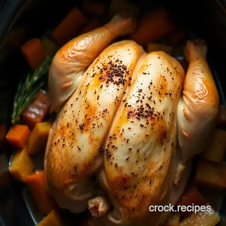 Slow Cooker Roast Chicken with Root Vegetables presentation