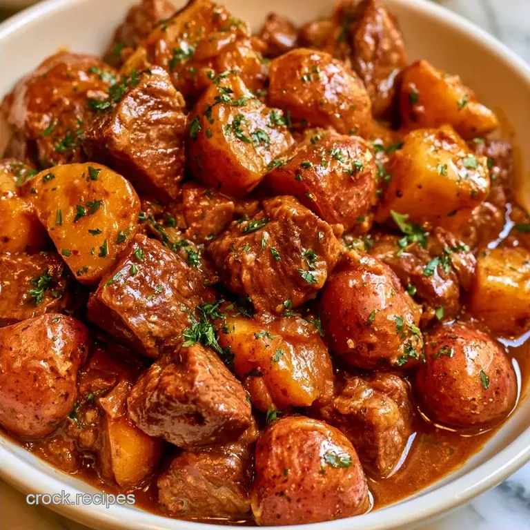 Tender Crockpot Steak Bites and Red Potatoes
