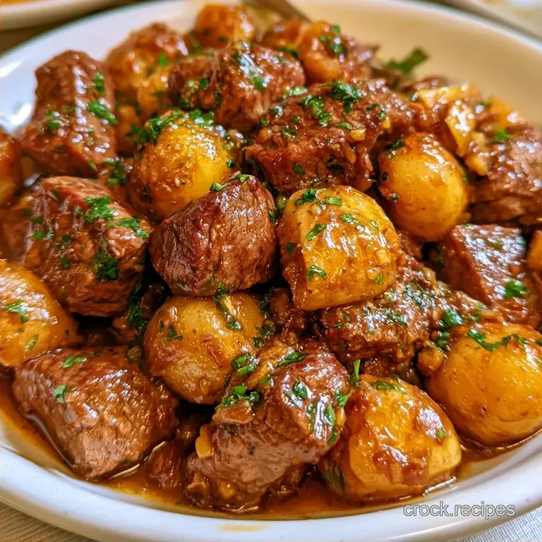 Tender Steak Bites Potatoes with Garlic Butter
