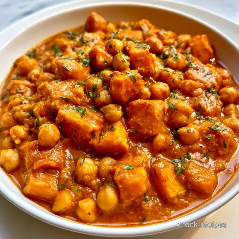 Vibrant orange vegetable stew in a matte ceramic bowl served with fluffy white rice and a sprig of fresh green cilantro