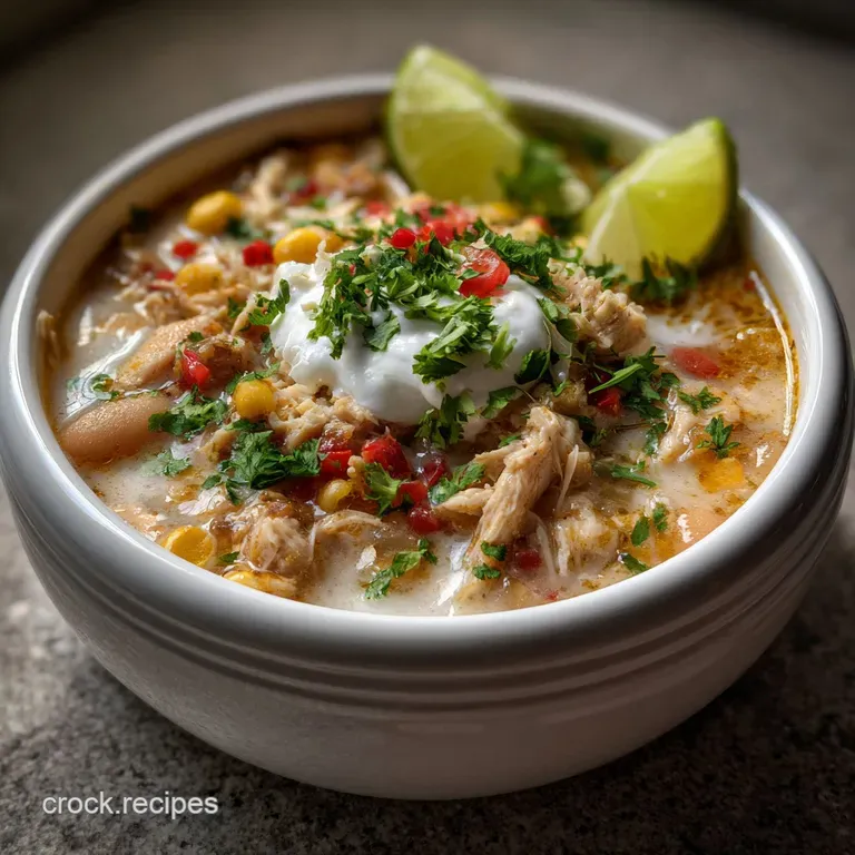 Slow Cooker White Chicken Chili: Velvety & Zesty Comfort