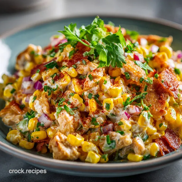 Corn Chicken Salad: Summers Best Smoked Paprika Lime Elote Remix presentation
