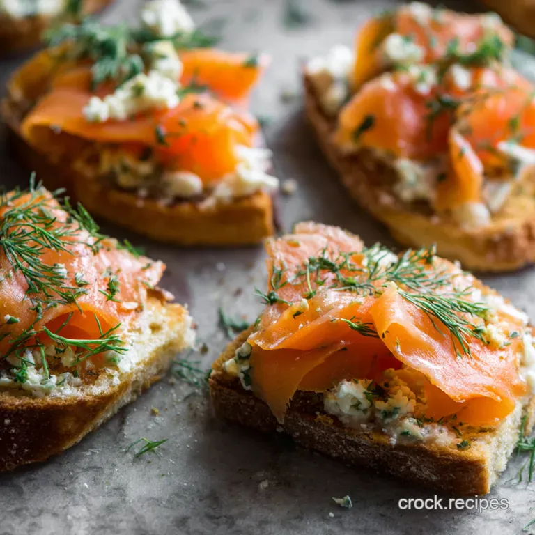 Smoked Salmon Dill Cream Cheese Crostini presentation