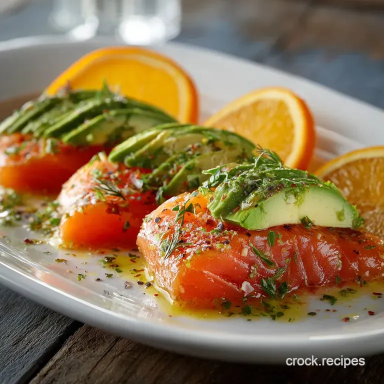 Smoked Salmon with Orange Dressing and Avocado: Quick Restaurant-Quality Starter presentation