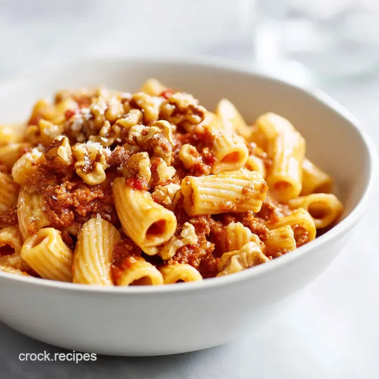 Meatless Pasta: Smoked Paprika Walnut Ragu presentation