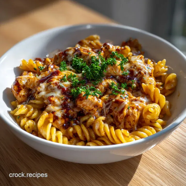 Bbq Chicken Pasta Creamy Cheesy Smoky: One Pot Meal presentation