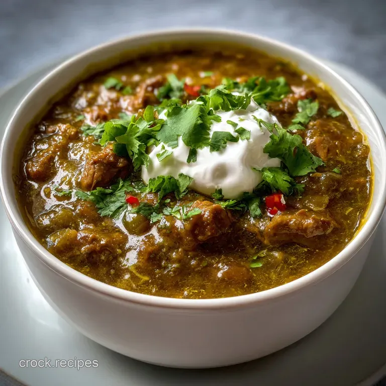 Beef Chili Verde: Smoky Slow Cooker Stew presentation