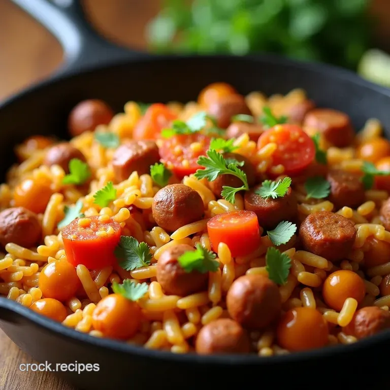 Sunshine Spanish Rice Skillet Speedy Smoky Chorizo Chickpea Dinner presentation