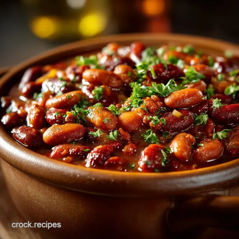 The Comfort King Ultimate Sticky Smoky SlowCooker Cowboy Beans presentation