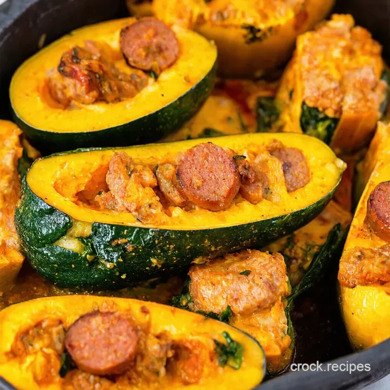 Speedy Sausage Spinach Spaghetti Squash Boats presentation
