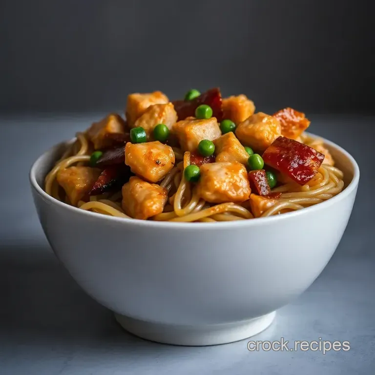 Speedy Sesame Chicken Stir-Fry Noodles presentation