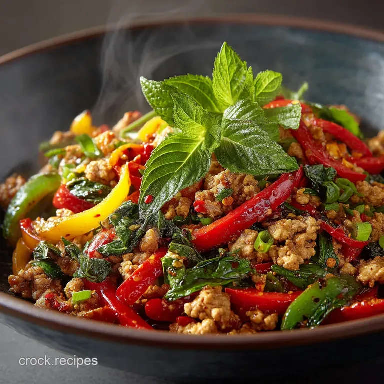 Wok Roll Speedy Thai Turkey and Holy Basil StirFry Pad Krapow Gai Style presentation