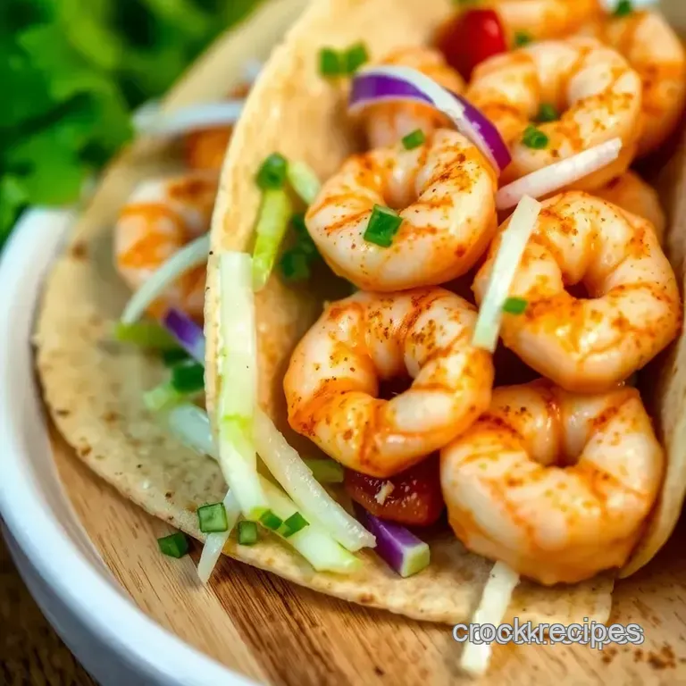 Spicy Shrimp Tacos with Zesty Lime Slaw presentation