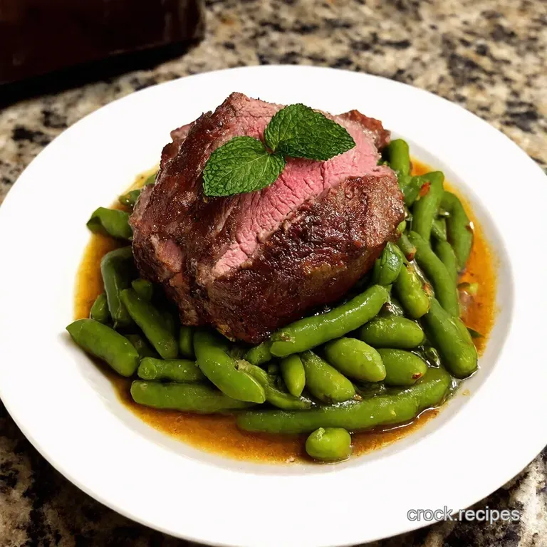 Spring Lamb Roast with Broad Beans Mint Rich Pan Gravy presentation