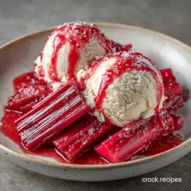 Stewed Rhubarb Over Ice Cream: Tart and Creamy